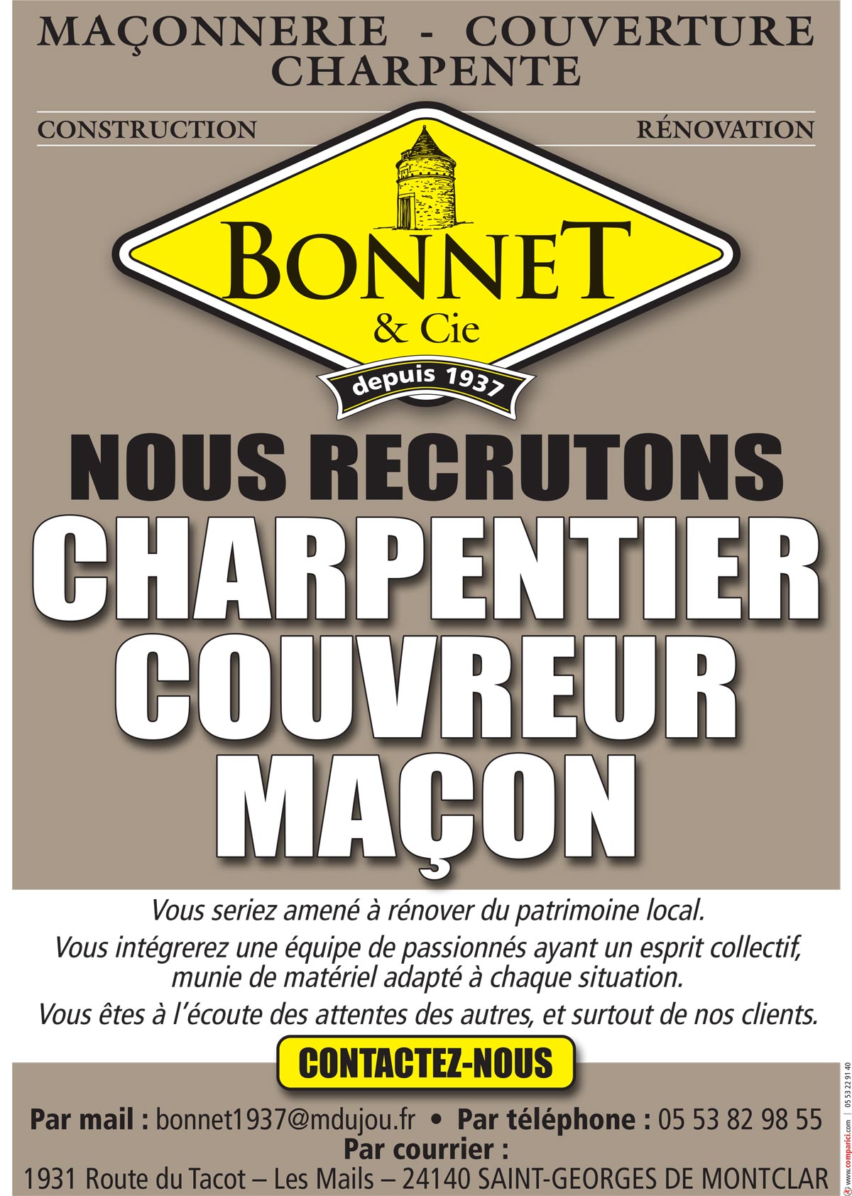 Flyer de recrutement Bonnet & Cie